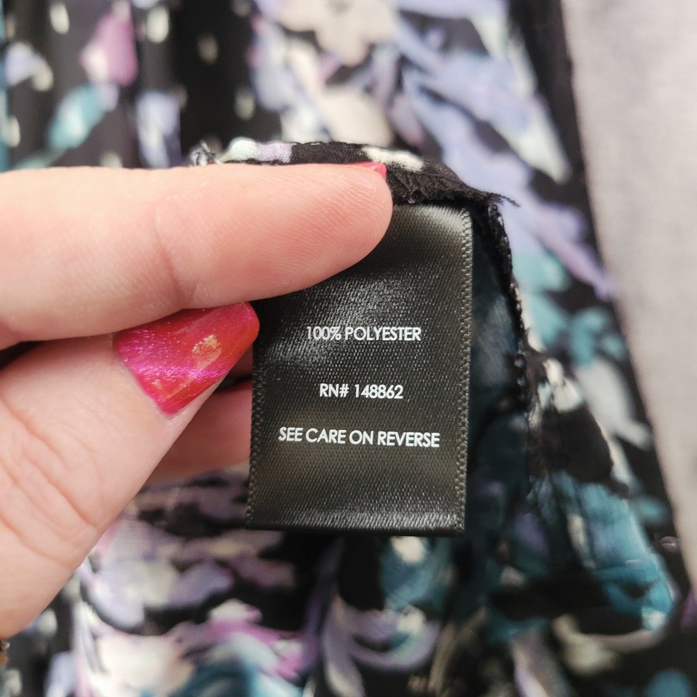 Torrid Floral Chiffon Tie Front Duster Kimono Black Purple 0 L Fairy Goth - Picture 5 of 13